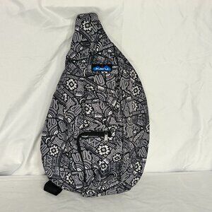 KAVU Rope Sling Bag Crossbody Shoulder Hiking Backpack Black and white